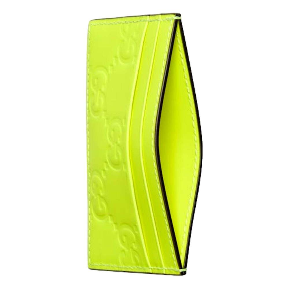 Gucci GG Rubber Effect Neon Yellow Guccissima Leather Card Case